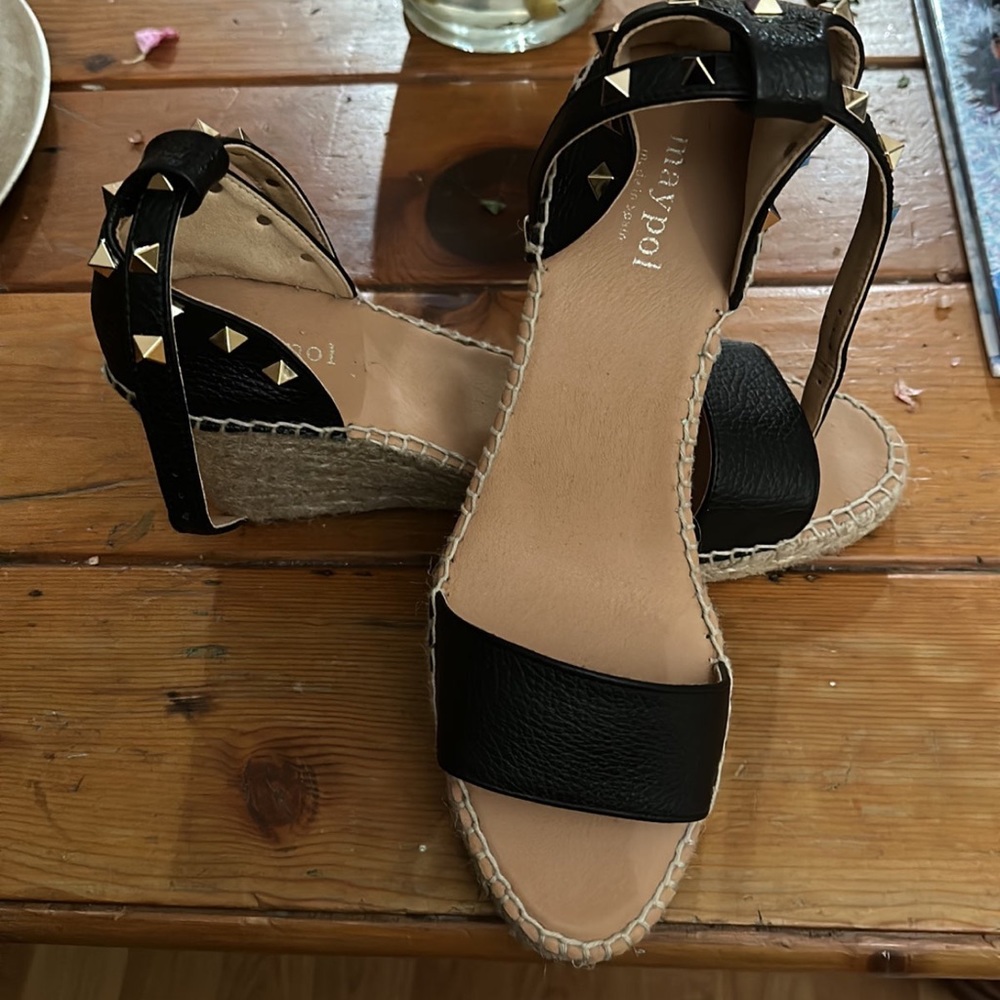 Maypool leather studded espadrille wedges